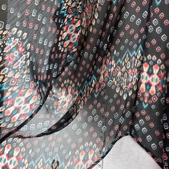 Just Be... Cardigan Shawl Women's 1X Boho Hippi Geometric Motif Multicolor - Picture 4 of 6